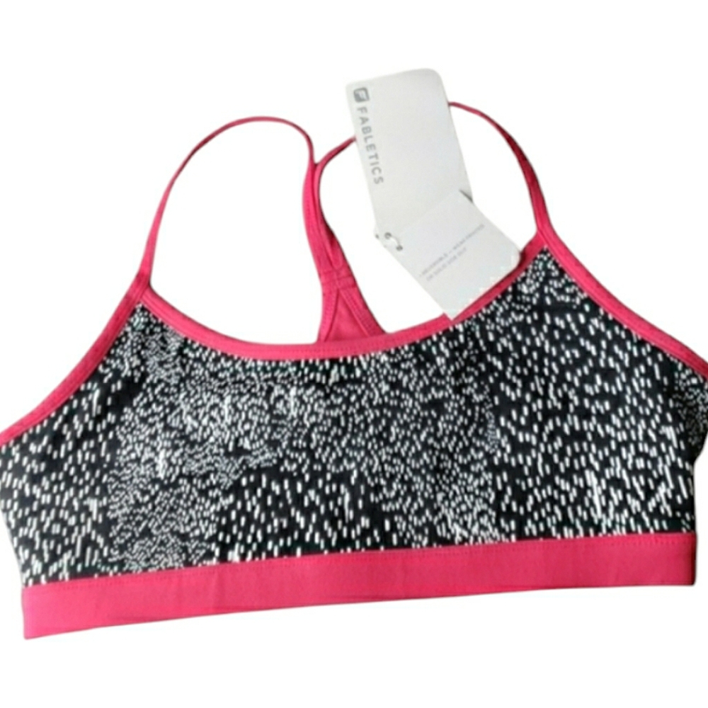 Reversible Solid Print Fabletics Athletic Bra Spacey Abstract Barbi Size Med NWT